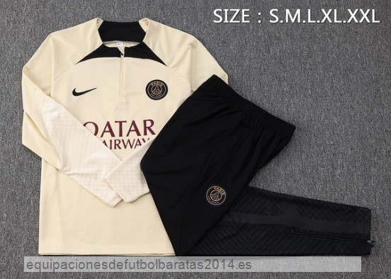 Nuevo Conjunto Completo Sudadera Entrenamiento Niños Paris Saint Germain 23/24 Amarillo Negro Baratas